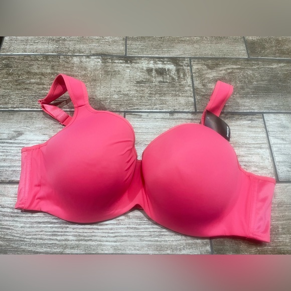 💕Avenue Plus Sizes Fashion Plunge Basic Balconette Underwire Bra PINK New 💕 - Picture 2 of 8